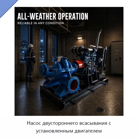 Насос двустороннего всасывания с установленным двигателем