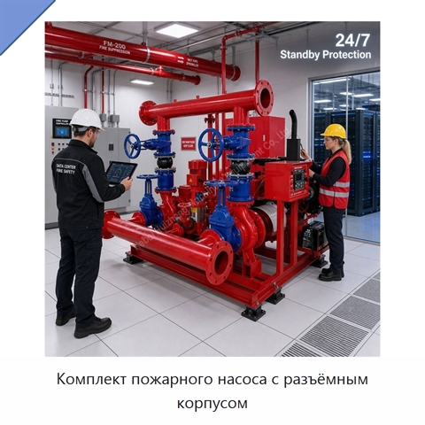 Комплект пожарного насоса с разъёмным корпусом