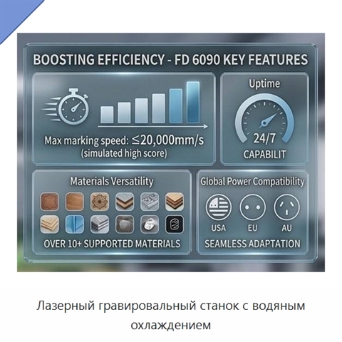Лазерный гравировальный станок с водяным охлаждением