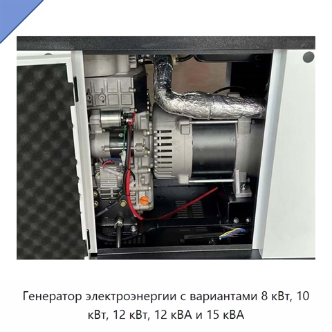 Генератор электроэнергии с вариантами 8 кВт, 10 кВт, 12 кВт, 12 кВА и 15 кВА