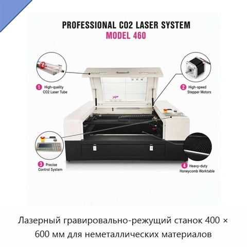 Лазерный гравировально-режущий станок 400 × 600 мм для неметаллических материалов