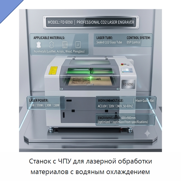 Станок с ЧПУ для лазерной обработки материалов с водяным охлаждением — Лазерные гравировальные станки