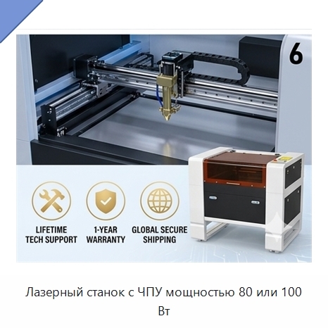 Лазерный станок с ЧПУ мощностью 80 или 100 Вт