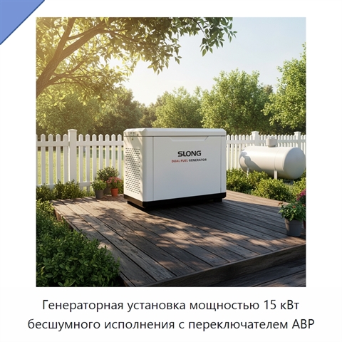 Генераторная установка мощностью 15 кВт бесшумного исполнения с переключателем АВР