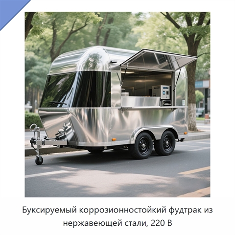 Буксируемый коррозионностойкий фудтрак из нержавеющей стали, 220 В