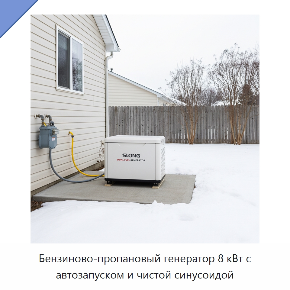 Бензиново-пропановый генератор 8 кВт с автозапуском и чистой синусоидой — Бензиновые генераторы