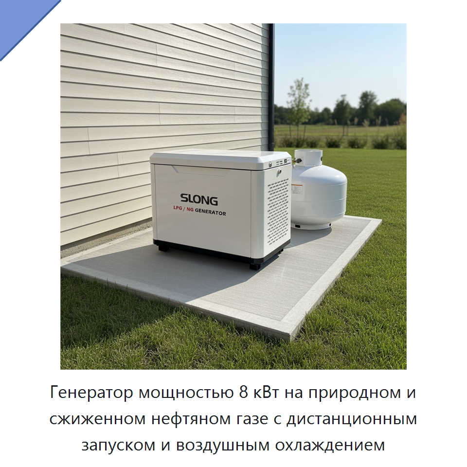 Генератор мощностью 8 кВт на природном и сжиженном нефтяном газе с дистанционным запуском и воздушным охлаждением — Газотурбинные генераторы