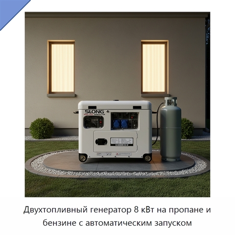 Двухтопливный генератор 8 кВт на пропане и бензине с автоматическим запуском