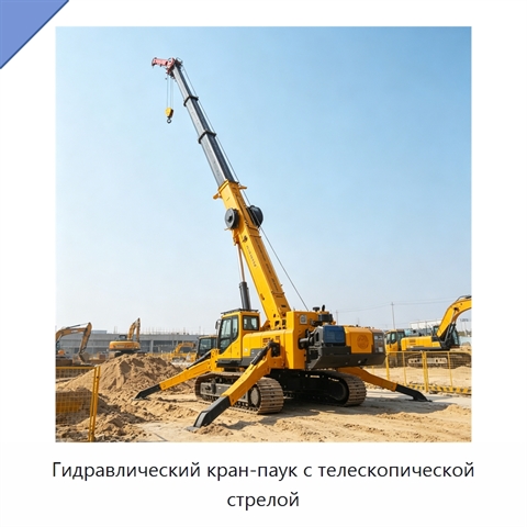 Гидравлический кран-паук с телескопической стрелой
