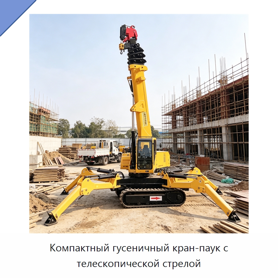 Компактный гусеничный кран-паук с телескопической стрелой — Краны