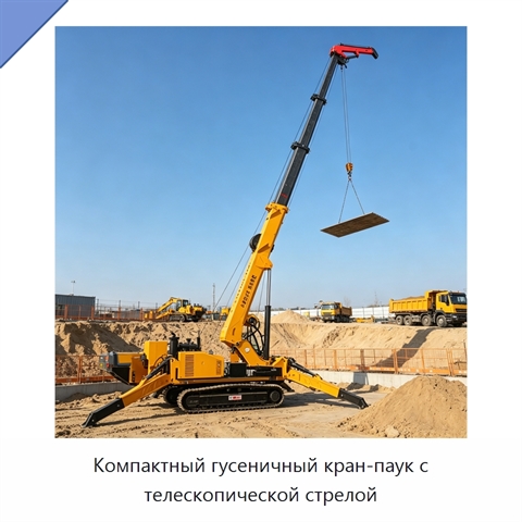 Компактный гусеничный кран-паук с телескопической стрелой