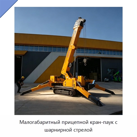 Малогабаритный прицепной кран-паук с шарнирной стрелой