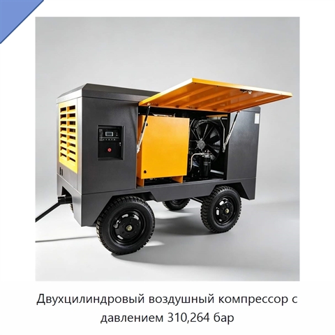 Двухцилиндровый воздушный компрессор с давлением 310,264 бар