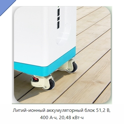 Литий-ионный аккумуляторный блок 51,2 В, 400 А·ч, 20,48 кВт·ч