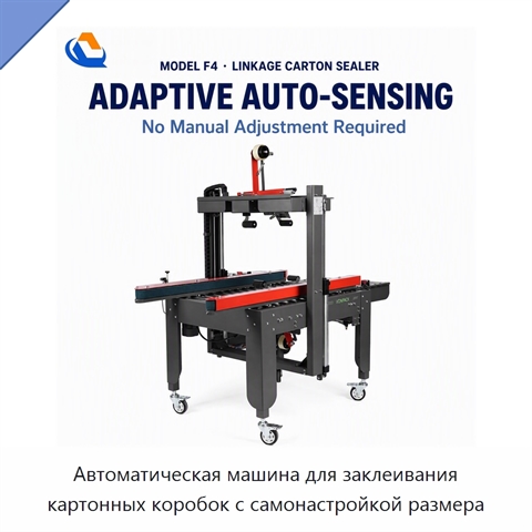 Автоматическая машина для заклеивания картонных коробок с самонастройкой размера