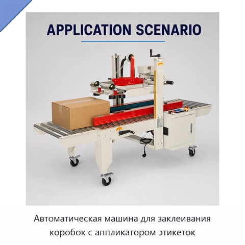 Автоматическая машина для заклеивания коробок с аппликатором этикеток