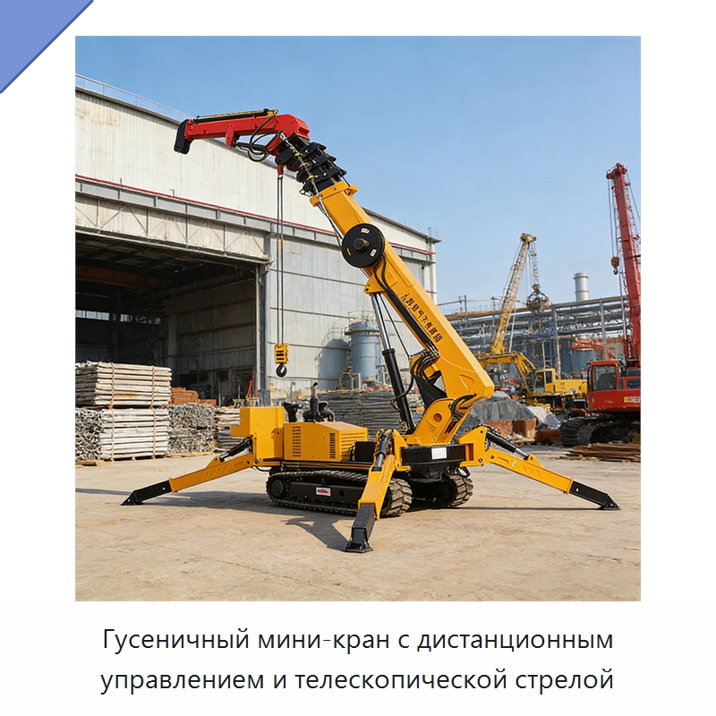 Гусеничный мини-кран с дистанционным управлением и телескопической стрелой — Краны