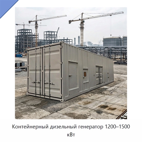 Контейнерный дизельный генератор 1200–1500 кВт