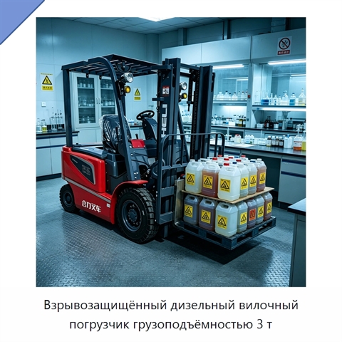 Взрывозащищённый дизельный вилочный погрузчик грузоподъёмностью 3 т