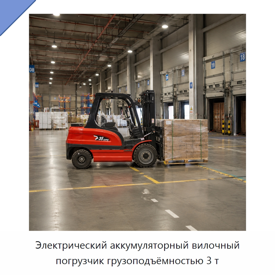 Электрический аккумуляторный вилочный погрузчик грузоподъёмностью 3 т — Вилочные погрузчики