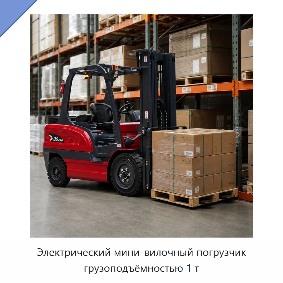 Электрический мини-вилочный погрузчик грузоподъёмностью 1 т — Вилочные погрузчики