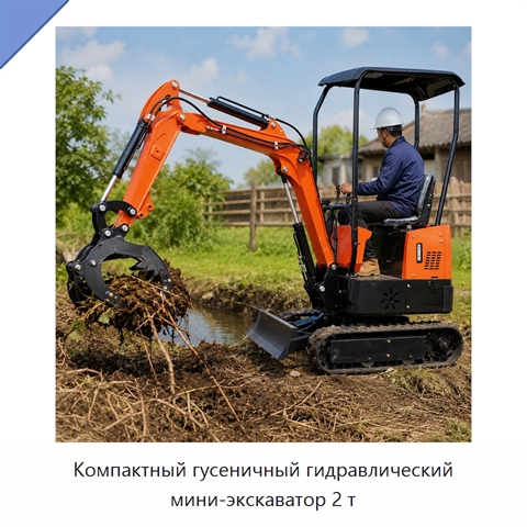 Компактный гусеничный гидравлический мини-экскаватор 2 т