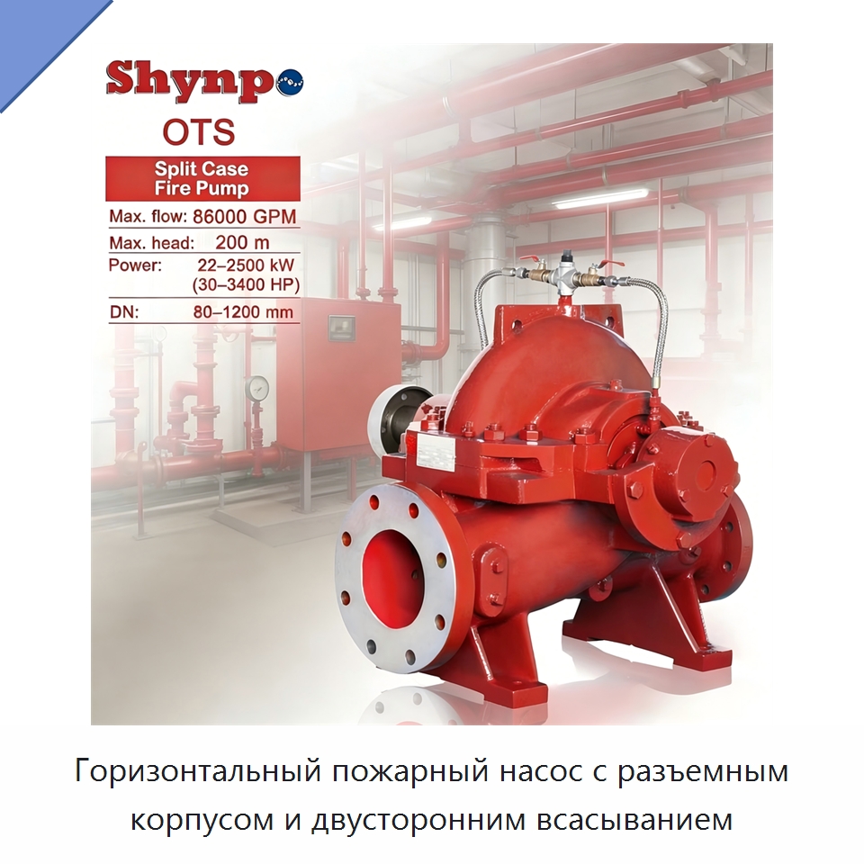 Горизонтальный пожарный насос с разъемным корпусом и двусторонним всасыванием — Насосы