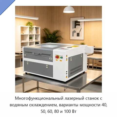 Многофункциональный лазерный станок с водяным охлаждением, варианты мощности 40, 50, 60, 80 и 100 Вт
