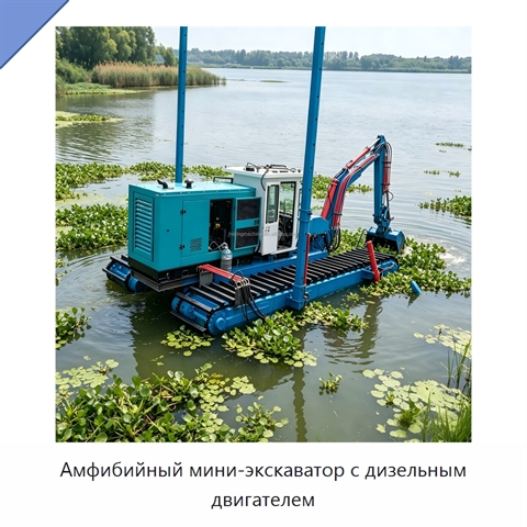 Амфибийный мини-экскаватор с дизельным двигателем