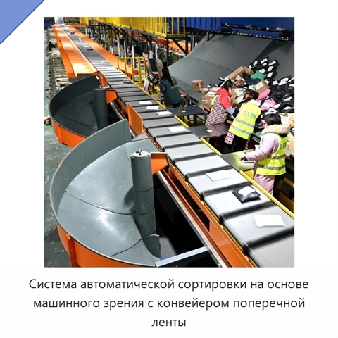 Система автоматической сортировки на основе машинного зрения с конвейером поперечной ленты