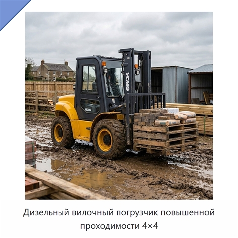 Дизельный вилочный погрузчик повышенной проходимости 4×4