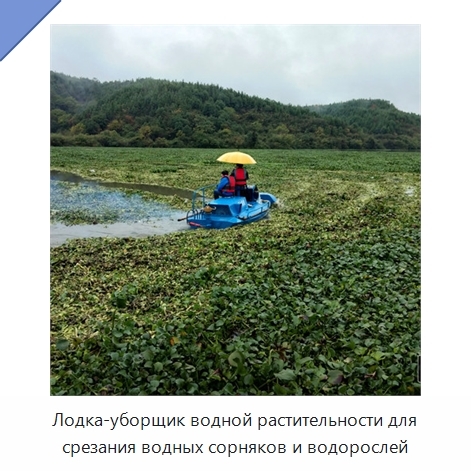 Лодка-уборщик водной растительности для срезания водных сорняков и водорослей