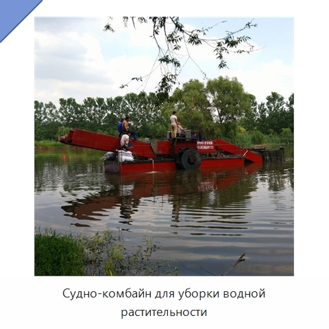 Судно-комбайн для уборки водной растительности