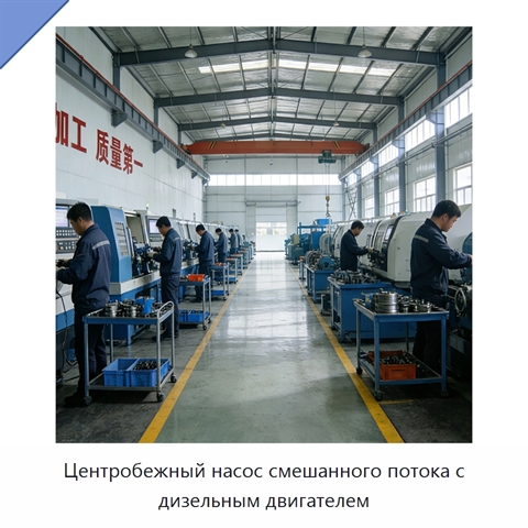 Центробежный насос смешанного потока с дизельным двигателем
