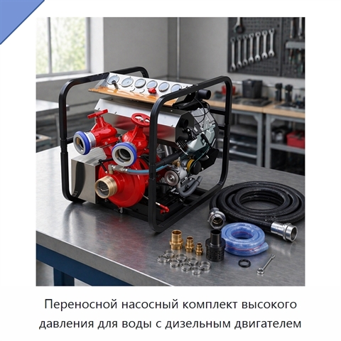 Переносной насосный комплект высокого давления для воды с дизельным двигателем