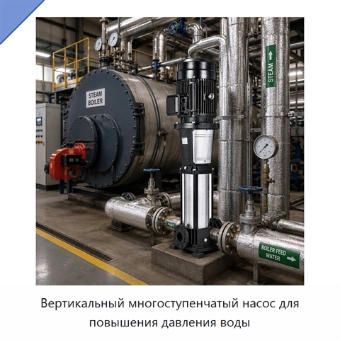 Вертикальный многоступенчатый насос для повышения давления воды