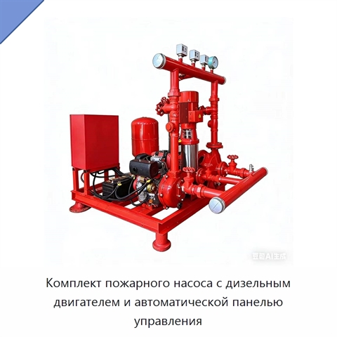 Комплект пожарного насоса с дизельным двигателем и автоматической панелью управления