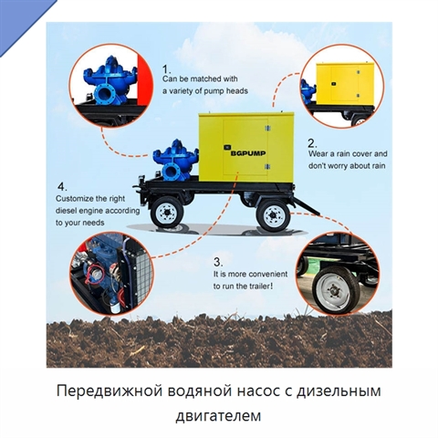Передвижной водяной насос с дизельным двигателем