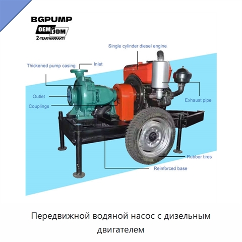 Передвижной водяной насос с дизельным двигателем