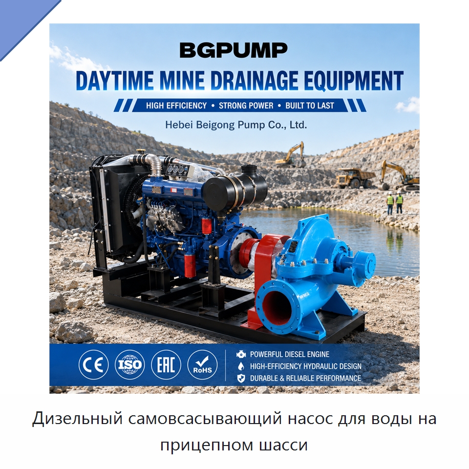 Дизельный самовсасывающий насос для воды на прицепном шасси — Насосы