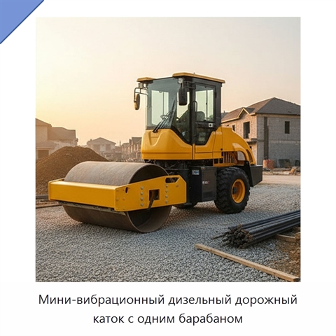 Мини-вибрационный дизельный дорожный каток с одним барабаном