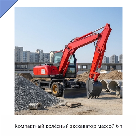Компактный колёсный экскаватор массой 6 т