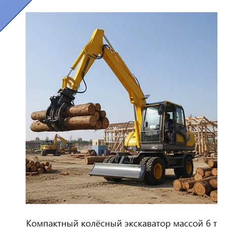 Компактный колёсный экскаватор массой 6 т