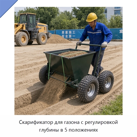 Скарификатор для газона с регулировкой глубины в 5 положениях