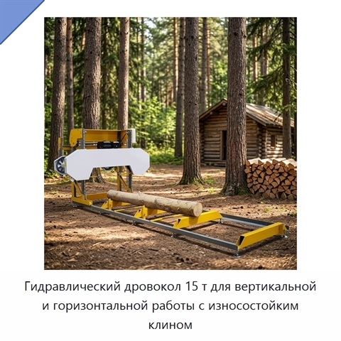 Гидравлический дровокол 15 т для вертикальной и горизонтальной работы с износостойким клином