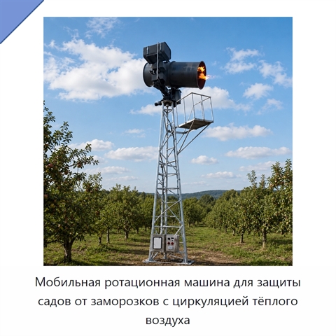 Мобильная ротационная машина для защиты садов от заморозков с циркуляцией тёплого воздуха