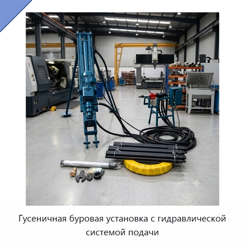 Гусеничная буровая установка с гидравлической системой подачи