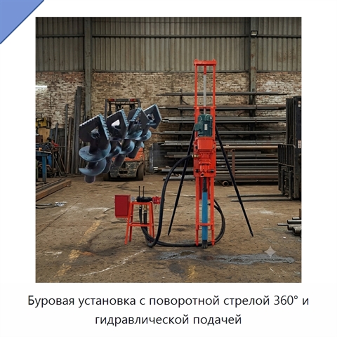 Буровая установка с поворотной стрелой 360° и гидравлической подачей