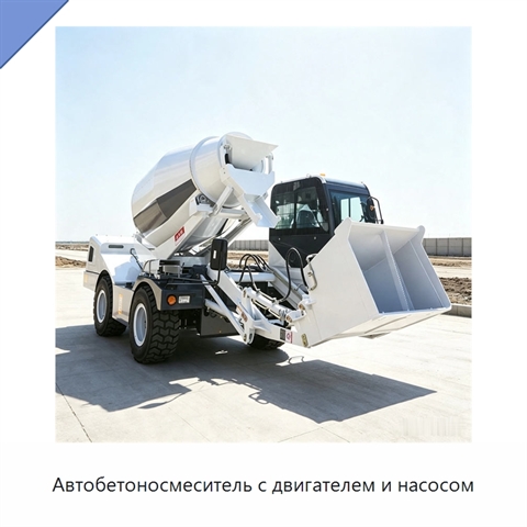 Автобетоносмеситель с двигателем и насосом
