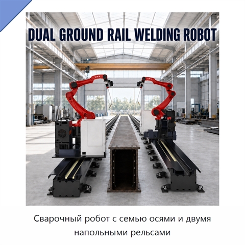 Сварочный робот с семью осями и двумя напольными рельсами